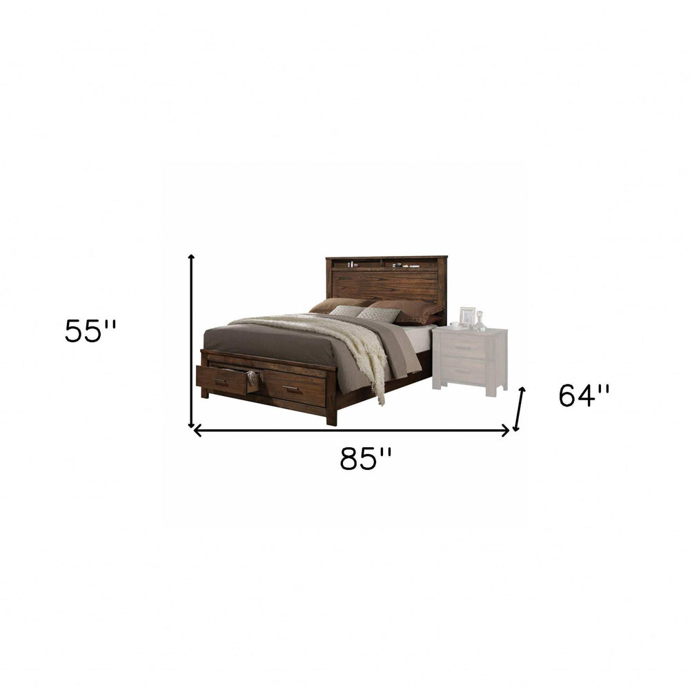 Brown And Black Upholstered Bed - Homeroots - Flyclothing LLC