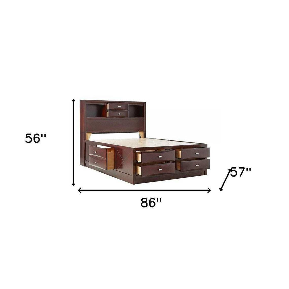 Espresso Multi-Drawer Wood Platform Full Bed With Pull Out Tray - Homeroots - Flyclothing LLC