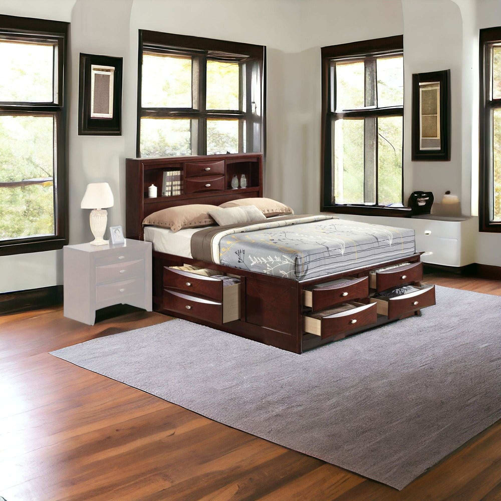 Espresso Multi-Drawer Wood Platform Full Bed With Pull Out Tray - Homeroots - Flyclothing LLC