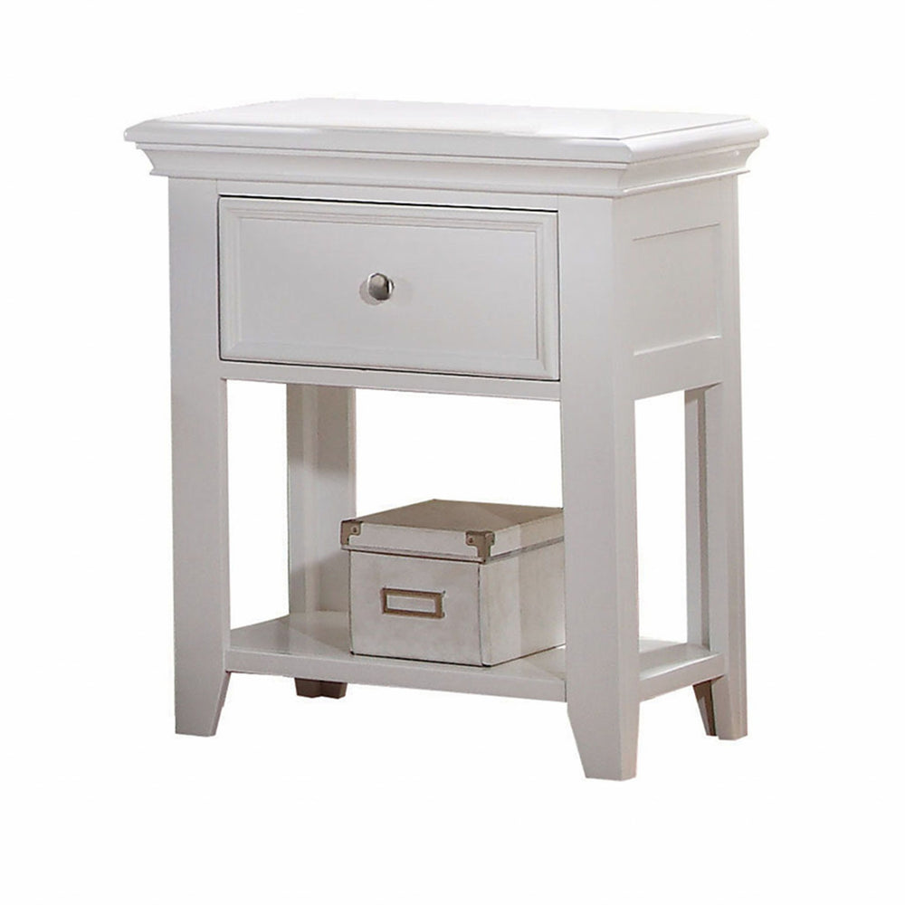 27" White One Drawer Nightstand - Homeroots - Flyclothing LLC