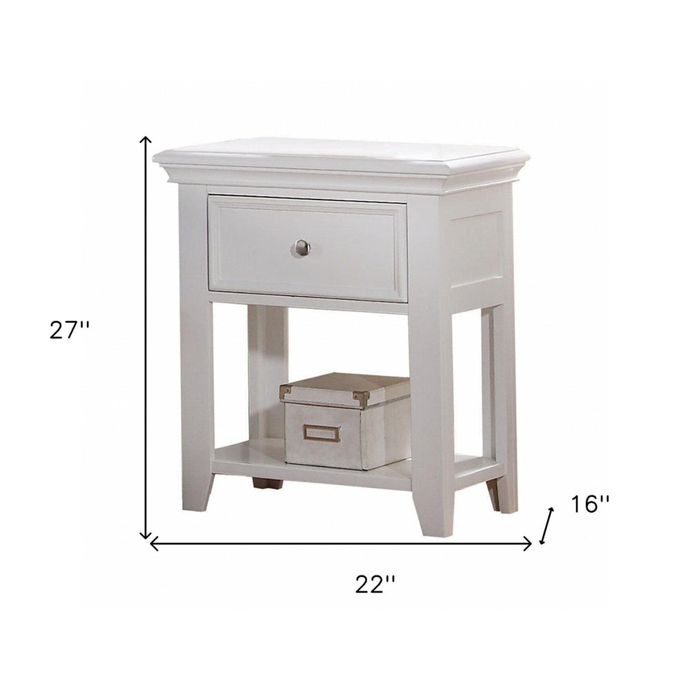 27" White One Drawer Nightstand - Homeroots - Flyclothing LLC
