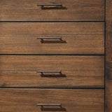 48" Oak Finish 5 Drawer Chest Dresser With Brass Metal Hardware - Homeroots - Flyclothing LLC