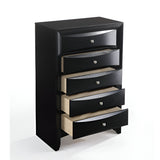 32" Black Solid Wood Five Drawer Standard Chest - Homeroots - Flyclothing LLC