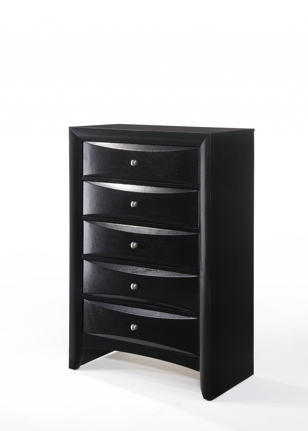 32" Black Solid Wood Five Drawer Standard Chest - Homeroots - Flyclothing LLC