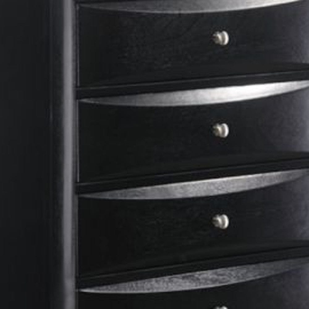 32" Black Solid Wood Five Drawer Standard Chest - Homeroots - Flyclothing LLC