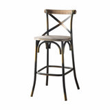 43" Oak And Black and Gold Solid Wood And Metal Bar Height Bar Chair - Homeroots