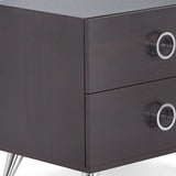 20" Silver And Espresso End Table With Two Drawers - Homeroots