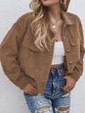 Button Up Dropped Shoulder Long Sleeve Jacket - Trendsi - Flyclothing LLC