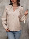 Tied Striped Long Sleeve Blouse - Trendsi - Flyclothing LLC