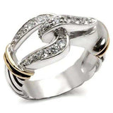 37709 - Reverse Two-Tone 925 Sterling Silver Ring with AAA Grade CZ in Clear - Alamode - Flyclothing LLC