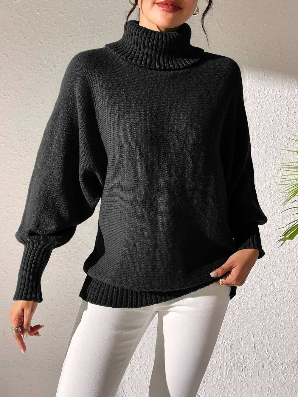 Turtleneck Long Sleeve Sweater - Trendsi - Flyclothing LLC