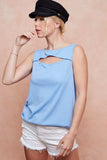 BiBi Soft Rib Knit with Cut Out Front Sleeveless Top - Trendsi - Flyclothing LLC