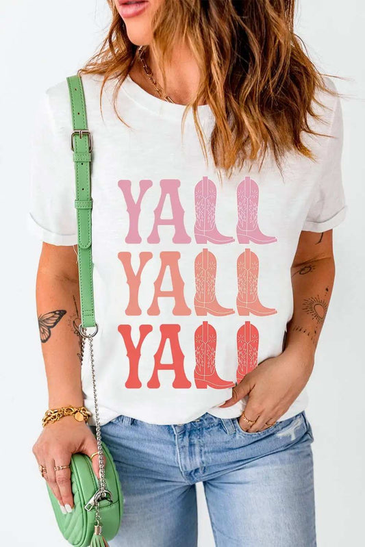 Letter Graphic Round Neck Short Sleeve T-Shirt - Trendsi - Flyclothing LLC