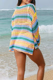 Openwork Round Neck Long Sleeve Knit Cover Up - Trendsi - Flyclothing LLC