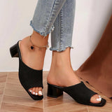Open Toe Block Heel Sandals - Trendsi - Flyclothing LLC
