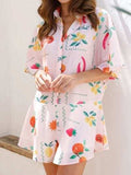 Printed Collared Neck Half Sleeve Romper - Trendsi - Flyclothing LLC