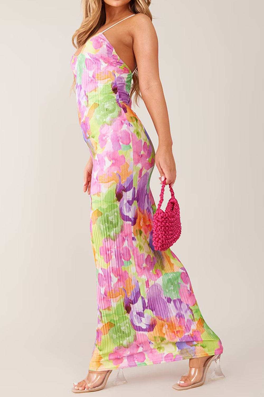 Backless Printed Maxi Cami Dress - Trendsi - Flyclothing LLC