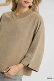 Umgee Textured Knit V-Neck Top - Trendsi - Flyclothing LLC