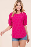 BOMBOM Textured Floral Pattern Top - Trendsi - Flyclothing LLC