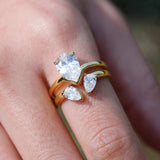 2 Piece 1.75 Carat Moissanite 925 Sterling Silver Teardrop Ring - Trendsi - Flyclothing LLC