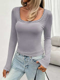 Lace Detail Scoop Neck Long Sleeve T-Shirt - Trendsi - Flyclothing LLC