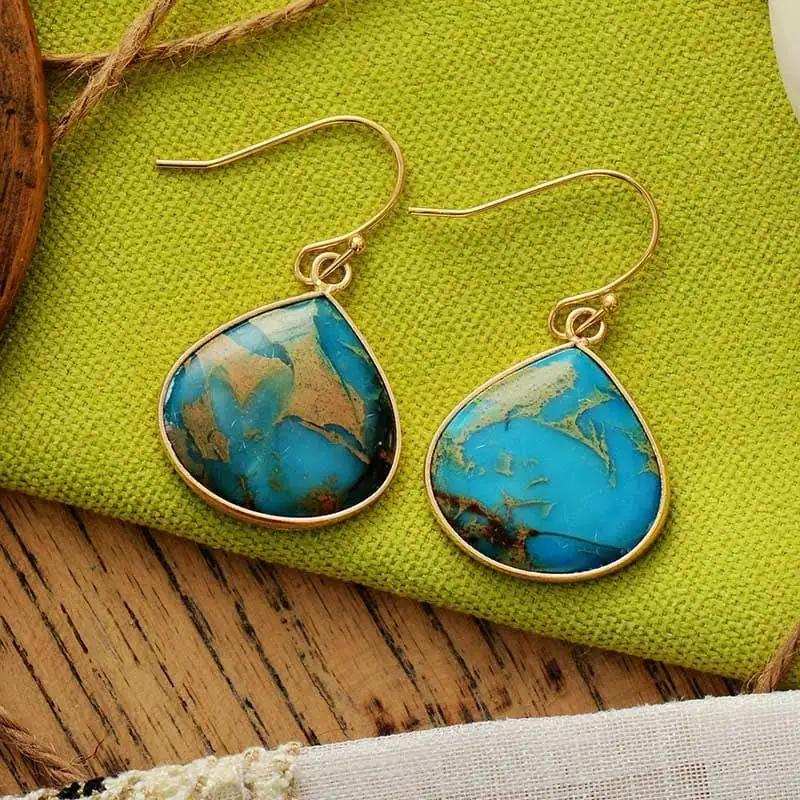 18K Gold-Plated Natural Stone Earrings - Trendsi - Flyclothing LLC