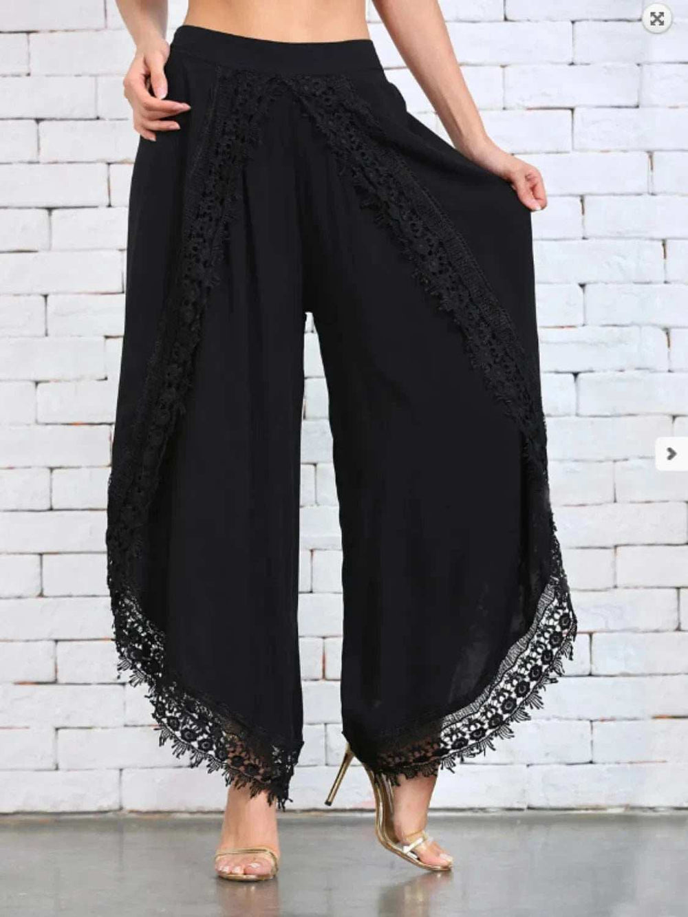Full Size Lace Detail Wide Leg Pants Plus Size - Trendsi - Flyclothing LLC