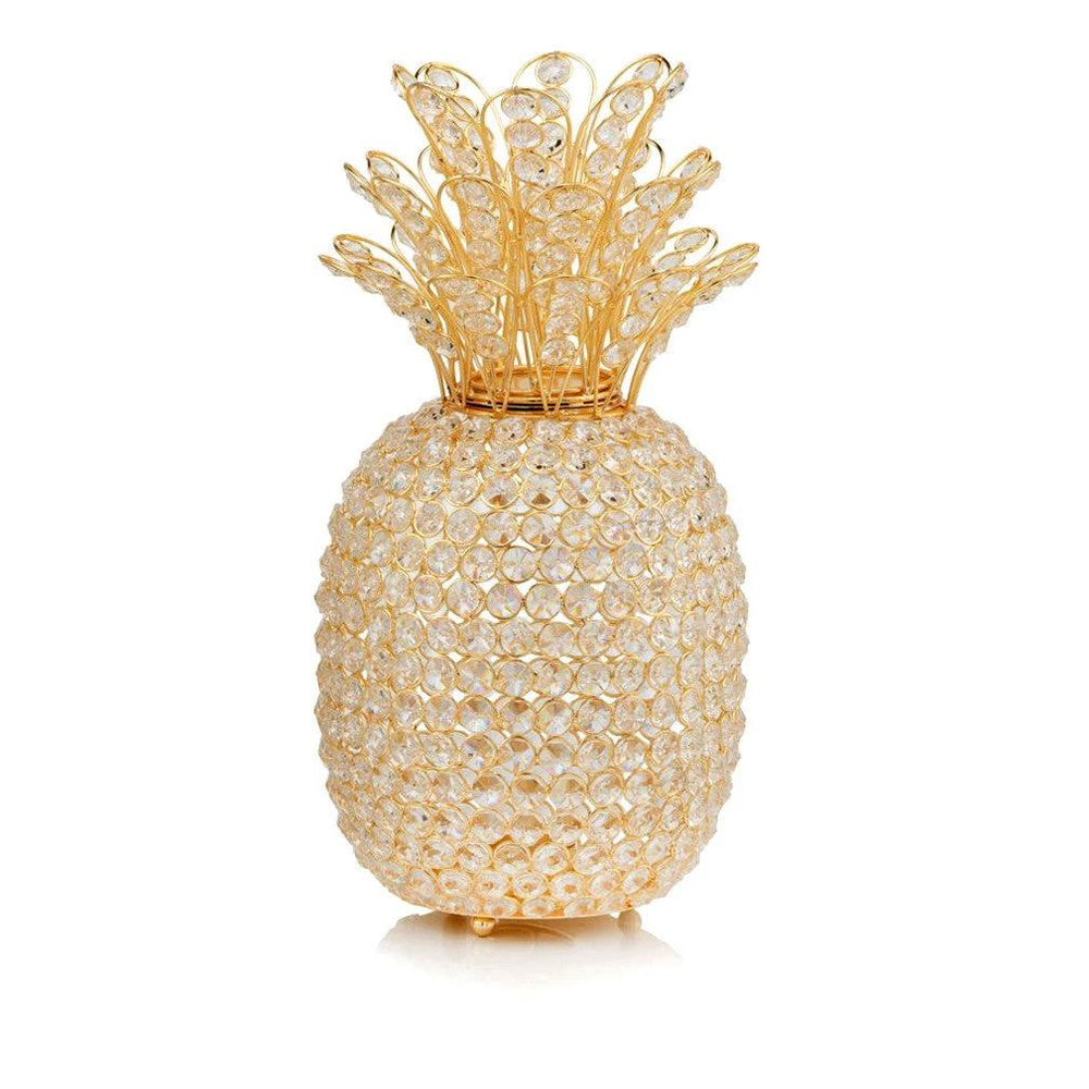 15" Gold Faux Crystal Decorative Pineapple - Homeroots