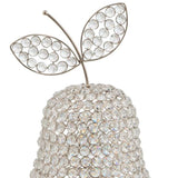 18" Silver Faux Crystal and Silver Decorative Pear Tabletop Sculpture - Homeroots