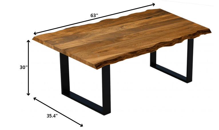 63" Brown And Black Solid Wood Sled Base Dining Table - Homeroots - Flyclothing LLC
