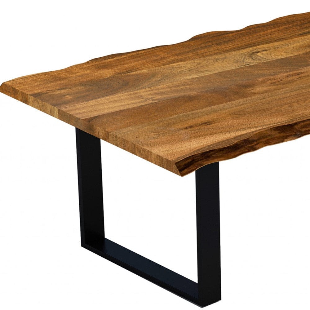 63" Brown And Black Solid Wood Sled Base Dining Table - Homeroots - Flyclothing LLC