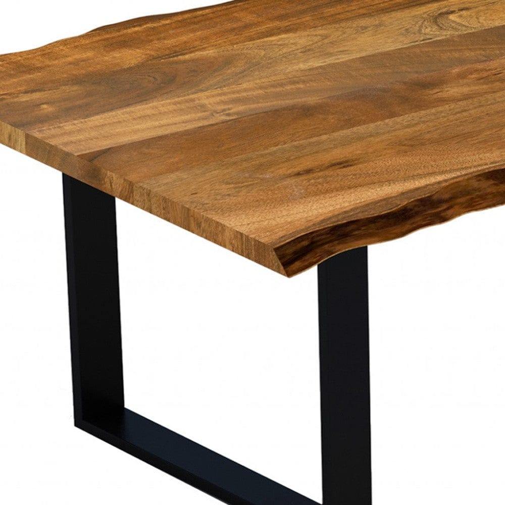 63" Brown And Black Solid Wood Sled Base Dining Table - Homeroots - Flyclothing LLC