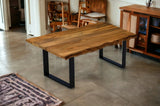 63" Brown And Black Solid Wood Sled Base Dining Table - Homeroots - Flyclothing LLC