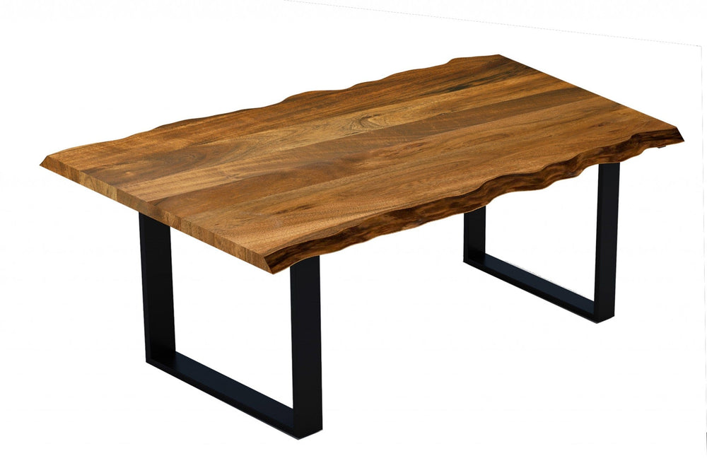 68" Brown And Black Solid Wood Sled Base Dining Table - Homeroots - Flyclothing LLC