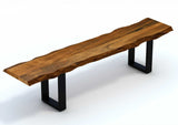 68" Brown and Black Live Edge Solid Wood Dining Bench - Homeroots