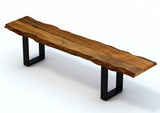 68" Brown and Black Live Edge Solid Wood Dining Bench - Homeroots