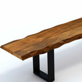 68" Brown and Black Live Edge Solid Wood Dining Bench - Homeroots