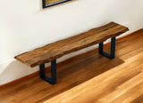 68" Brown and Black Live Edge Solid Wood Dining Bench - Homeroots
