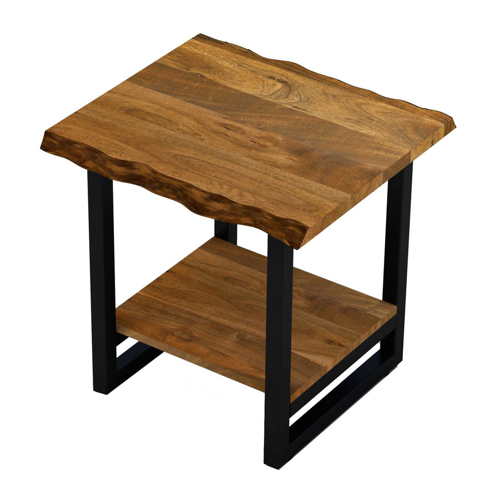 24" Black And Brown Solid Wood And Iron Square End Table With Shelf - Homeroots - Flyclothing LLC