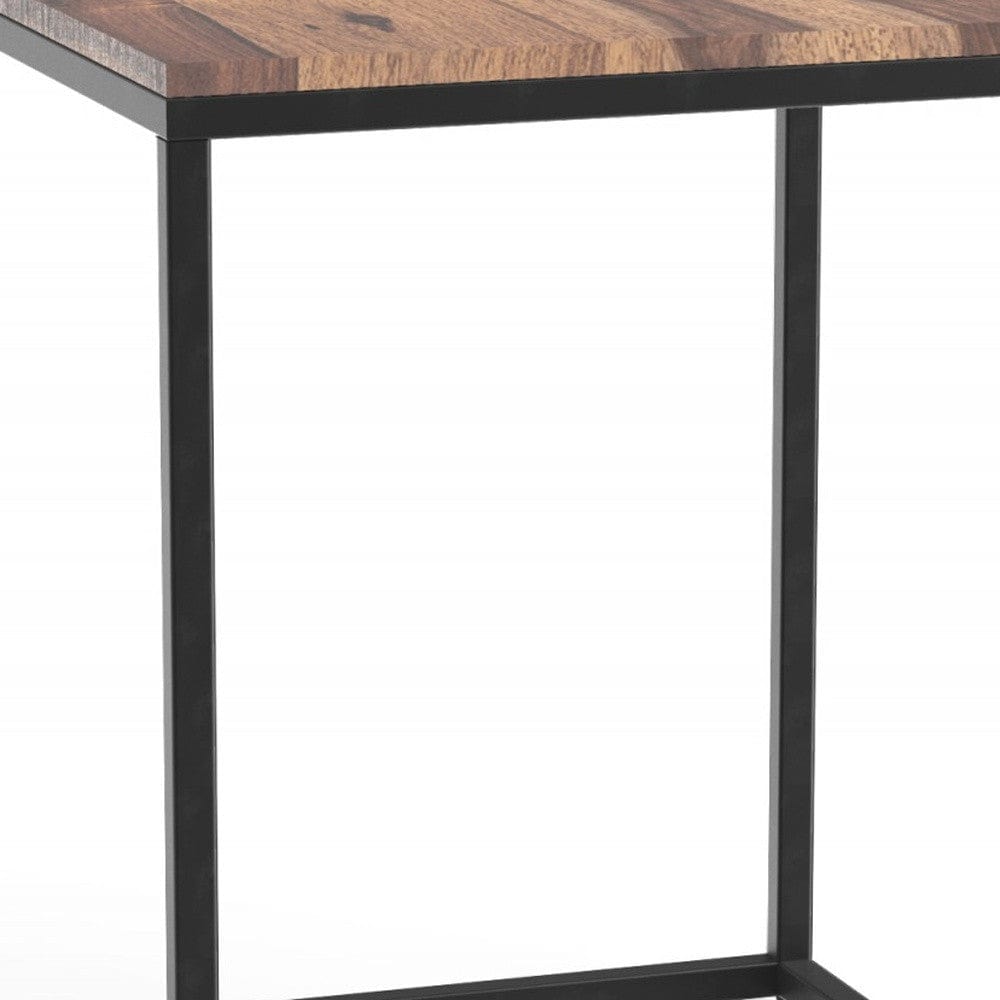 24" Black And Brown Solid Wood And Iron Square End Table - Homeroots - Flyclothing LLC
