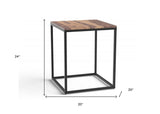 24" Black And Brown Solid Wood And Iron Square End Table - Homeroots - Flyclothing LLC