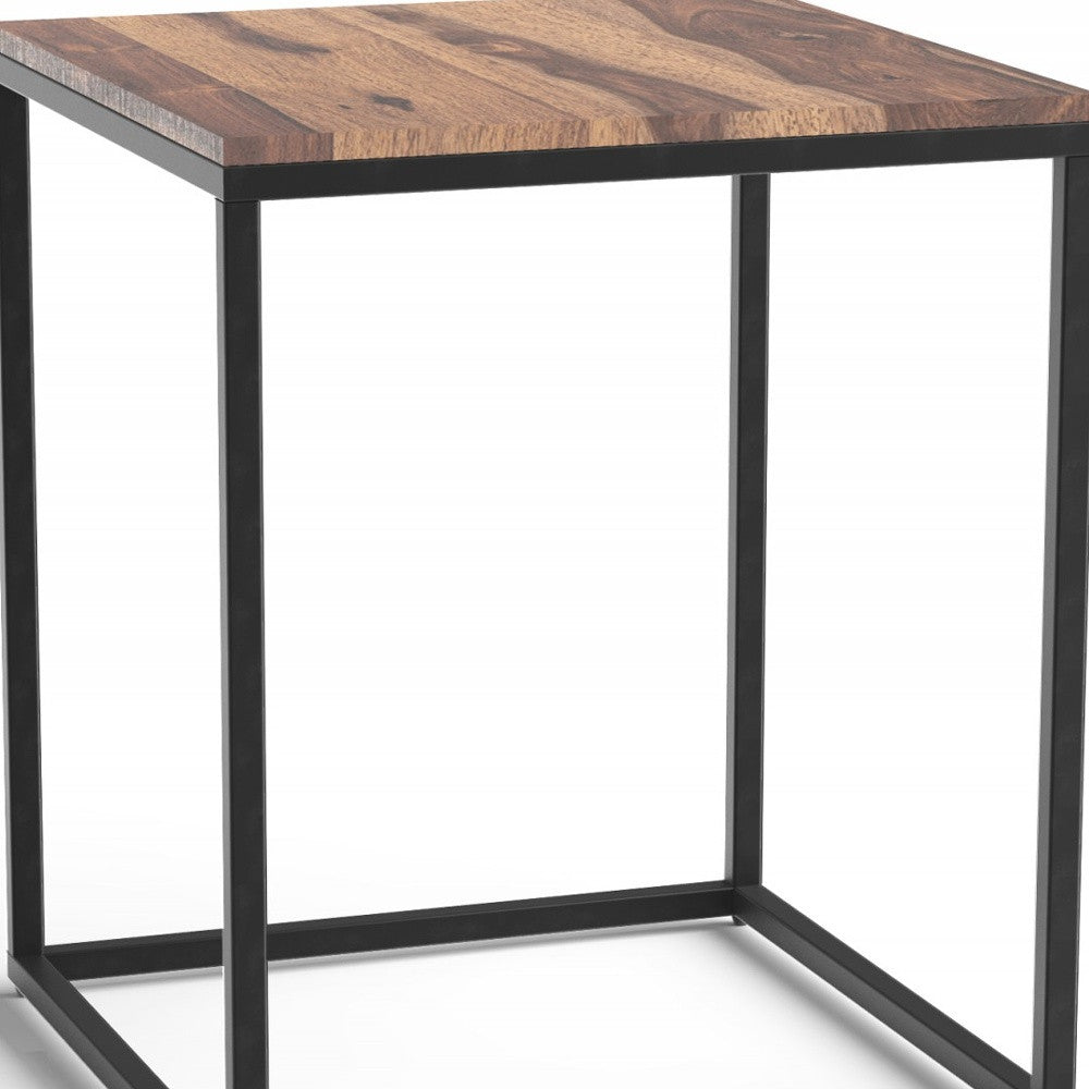 24" Black And Brown Solid Wood And Iron Square End Table - Homeroots - Flyclothing LLC