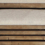 Set of Two Brown Wood Slat and Upholstery Storage Benches With Flip Top - Homeroots - Flyclothing LLC