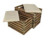 Set of Two Brown Wood Slat and Upholstery Storage Benches With Flip Top - Homeroots - Flyclothing LLC