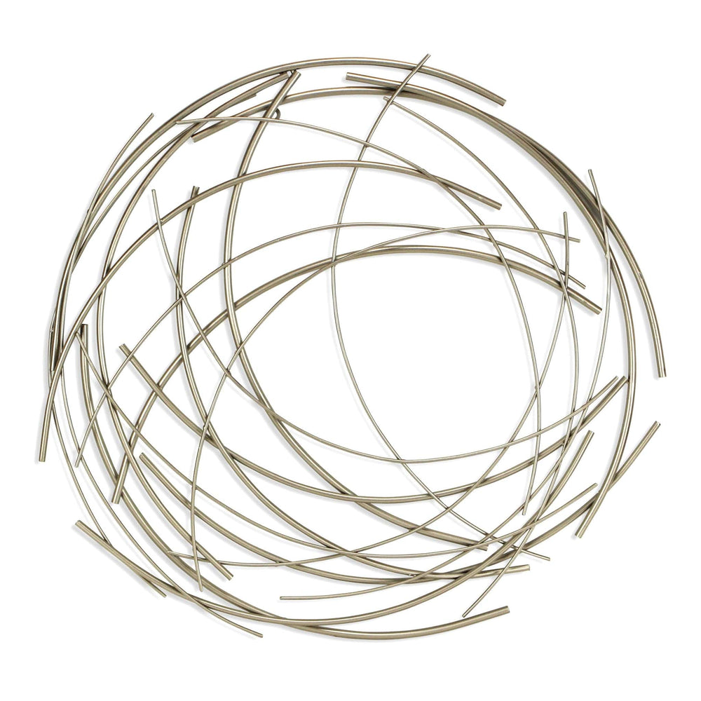 26" Silver Metal Abstract Round Hanging Wall Art Decor - Homeroots - Flyclothing LLC