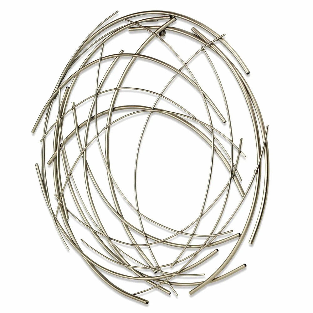 26" Silver Metal Abstract Round Hanging Wall Art Decor - Homeroots - Flyclothing LLC