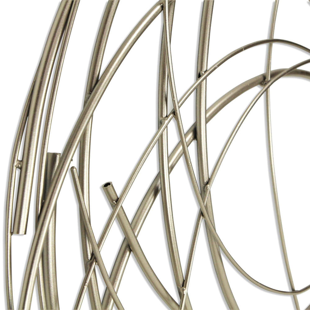 26" Silver Metal Abstract Round Hanging Wall Art Decor - Homeroots - Flyclothing LLC