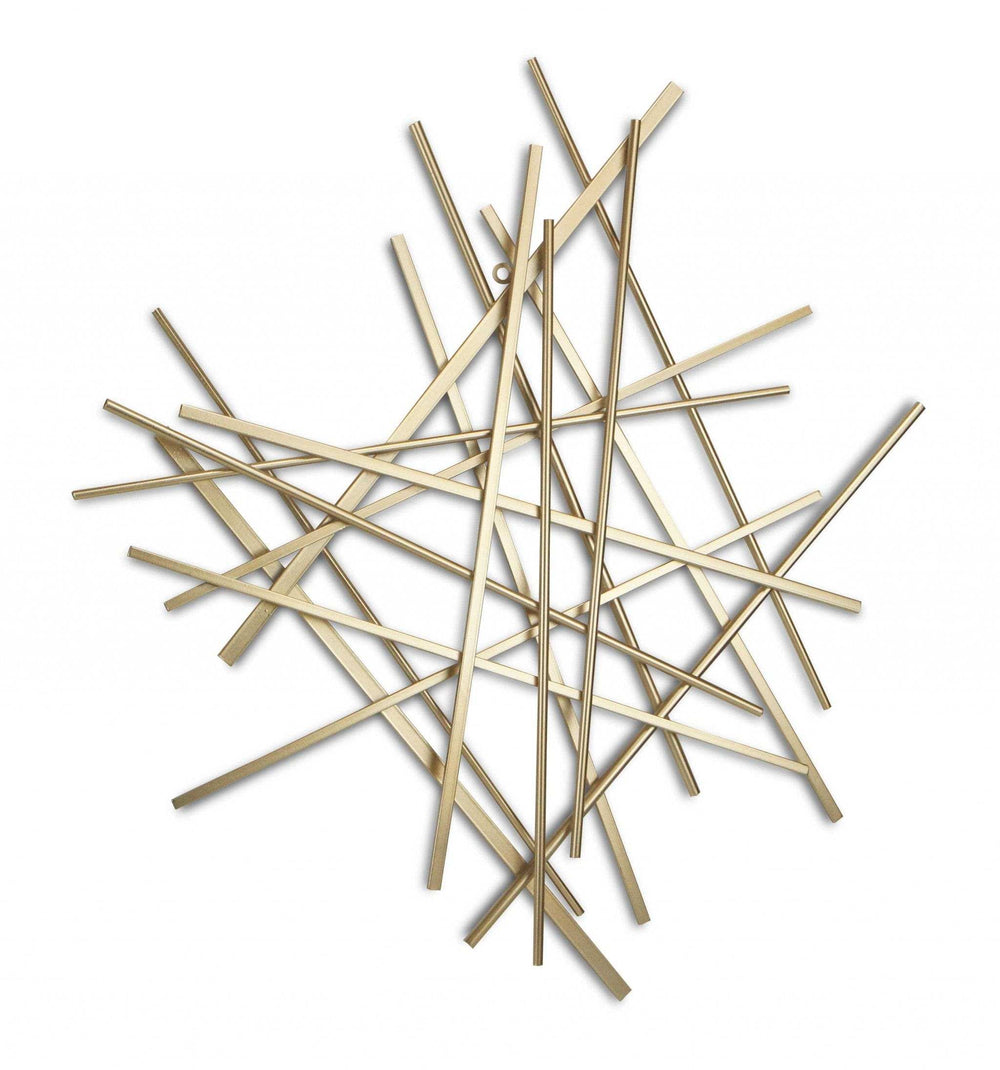 Gold Metal Abstract Linear Strips Wall Art Decor - Homeroots - Flyclothing LLC