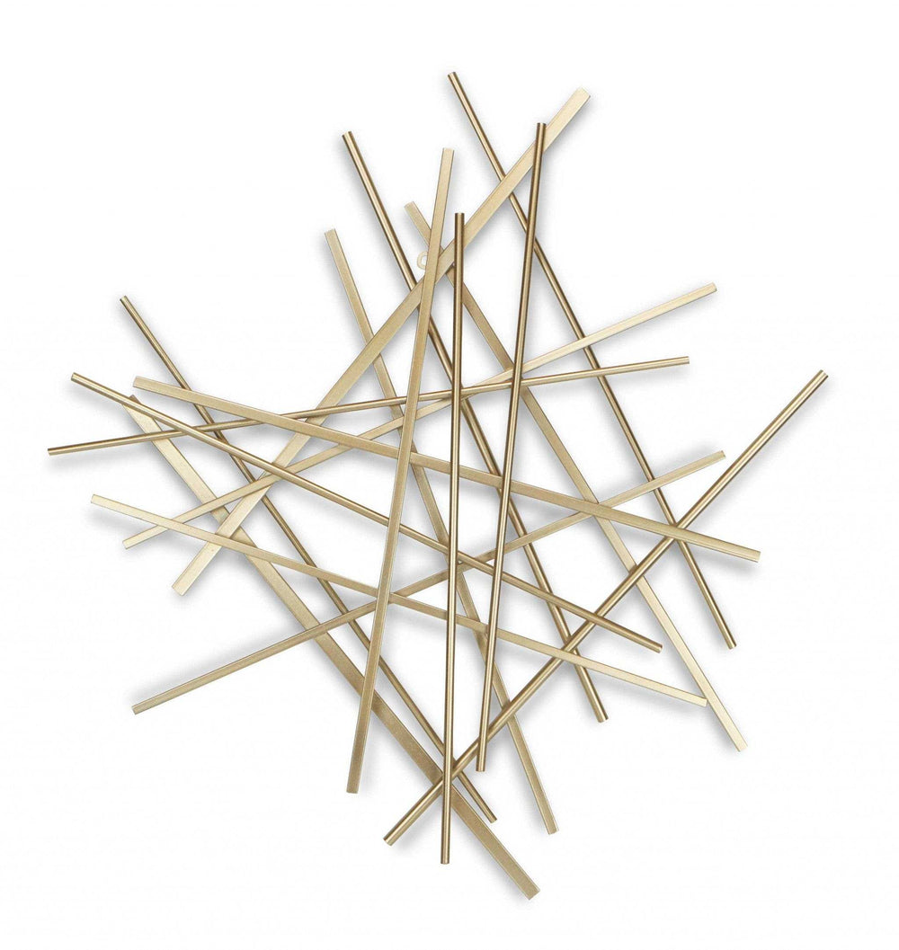 Gold Metal Abstract Linear Strips Wall Art Decor - Homeroots - Flyclothing LLC