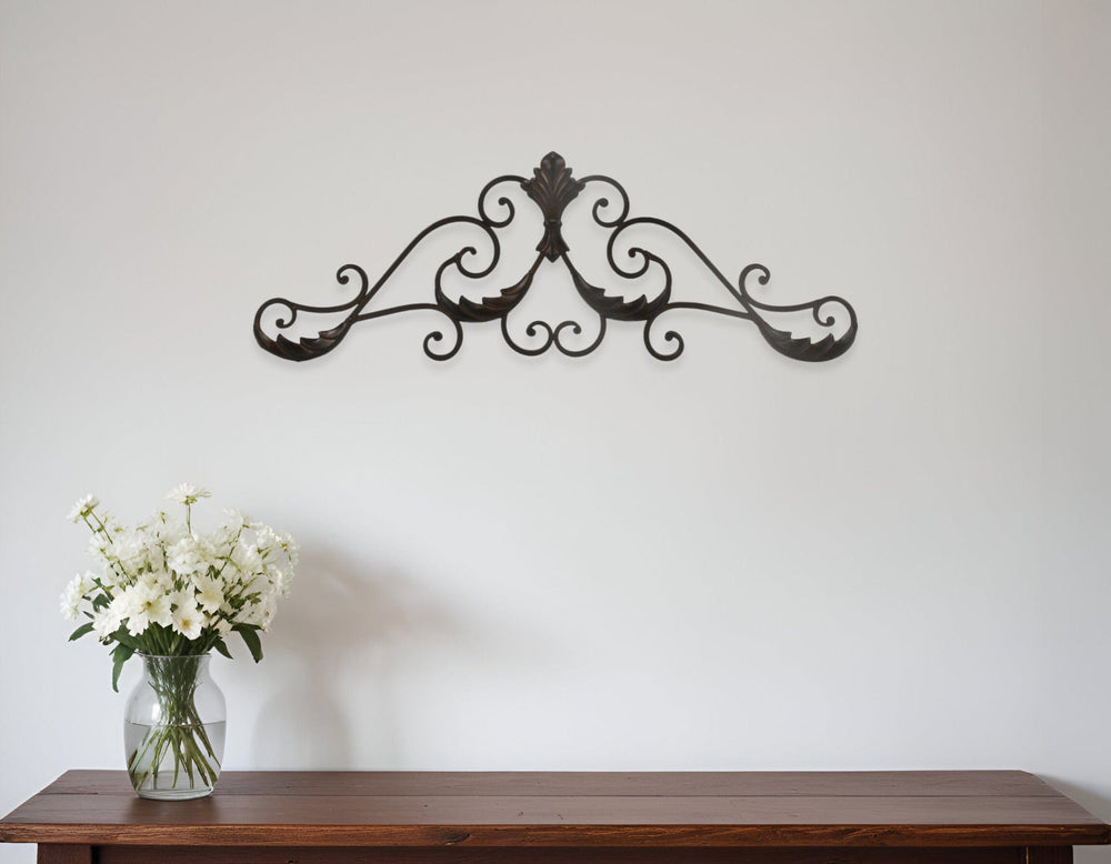 32" Rustic Brown Metal Scroll Wall Decor - Homeroots - Flyclothing LLC